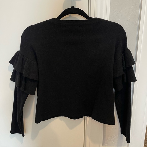 Black Ruffled Sleeve Top - Picture 2 of 3